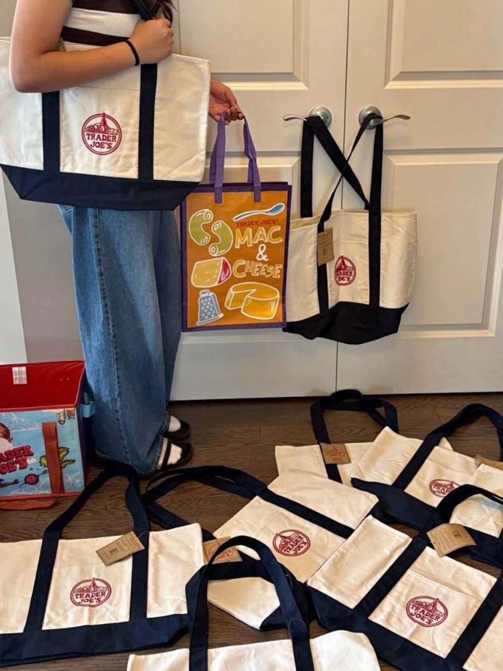 Trader Joe's Canvas Market Tote - Black & Cream